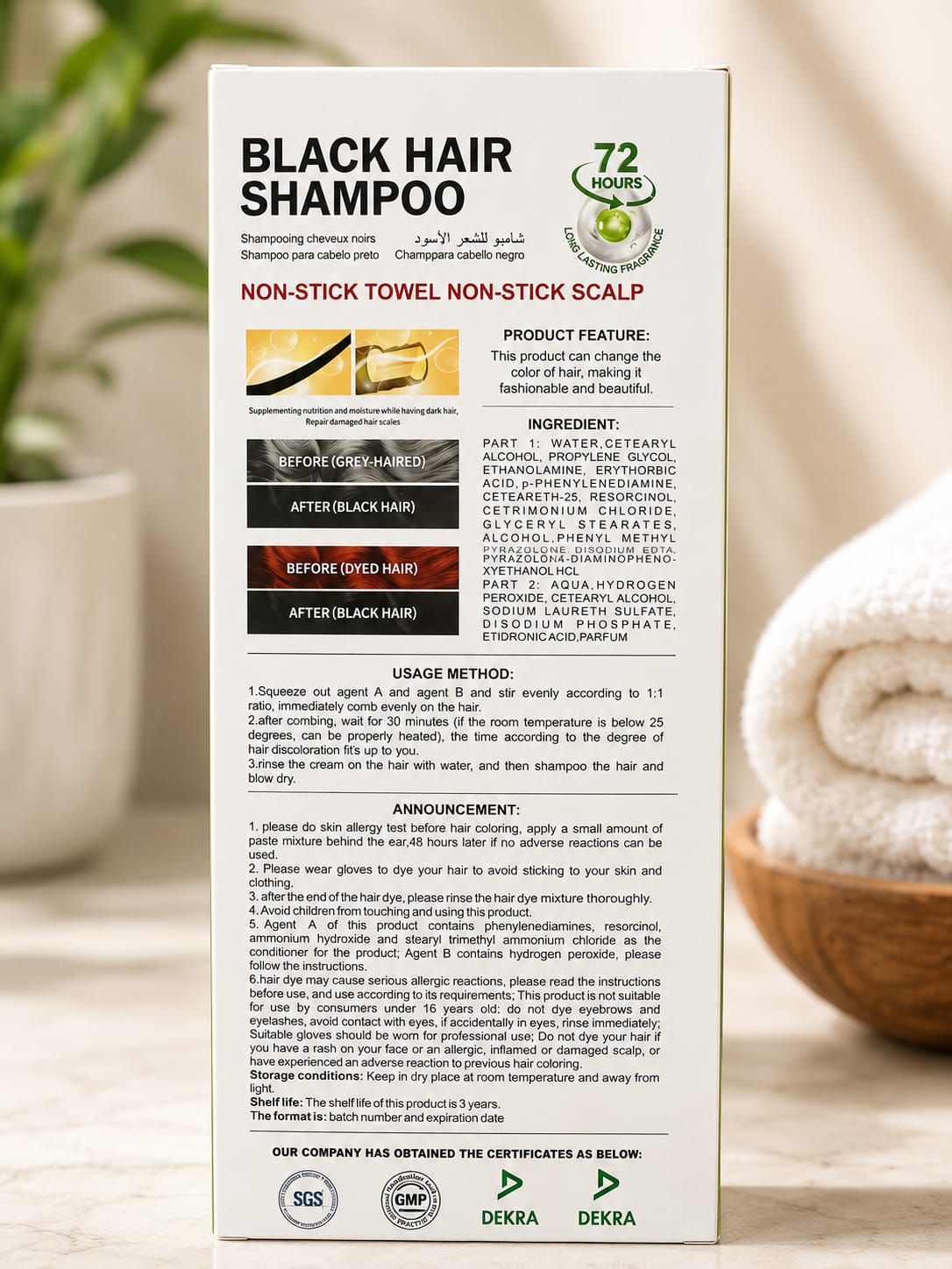 DeXe Black Hair Shampoo – Apple Water Type | Ammonia-Free Instant Hair Color Shampoo | 400ml